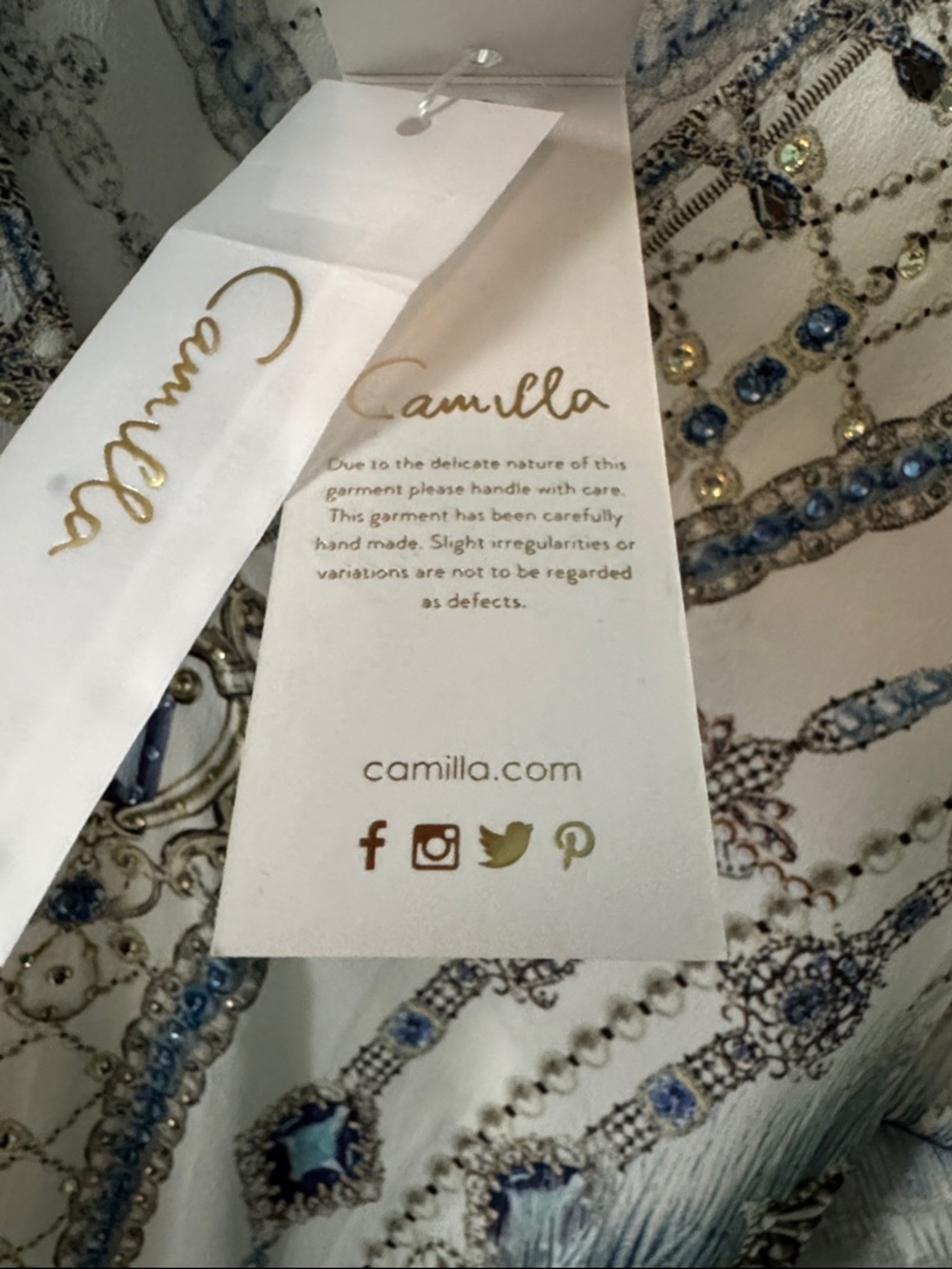 Camilla Embellished Flared Raglan Sleeve Kaftan in Blue & Cream NWT - Picture 11 of 11